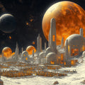 Lunar Colony Horizon Mural Wallpaper — Futuristic Space Design Mural Wallpaper - room preview 02