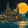 Galactic Metropolis Mural Wallpaper — Futuristic Cityscape Art Mural Wallpaper - room preview 02