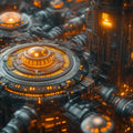 Technological Core Mural Wallpaper — High-Tech Sci-Fi Industrial Mural Wallpaper - room preview 02
