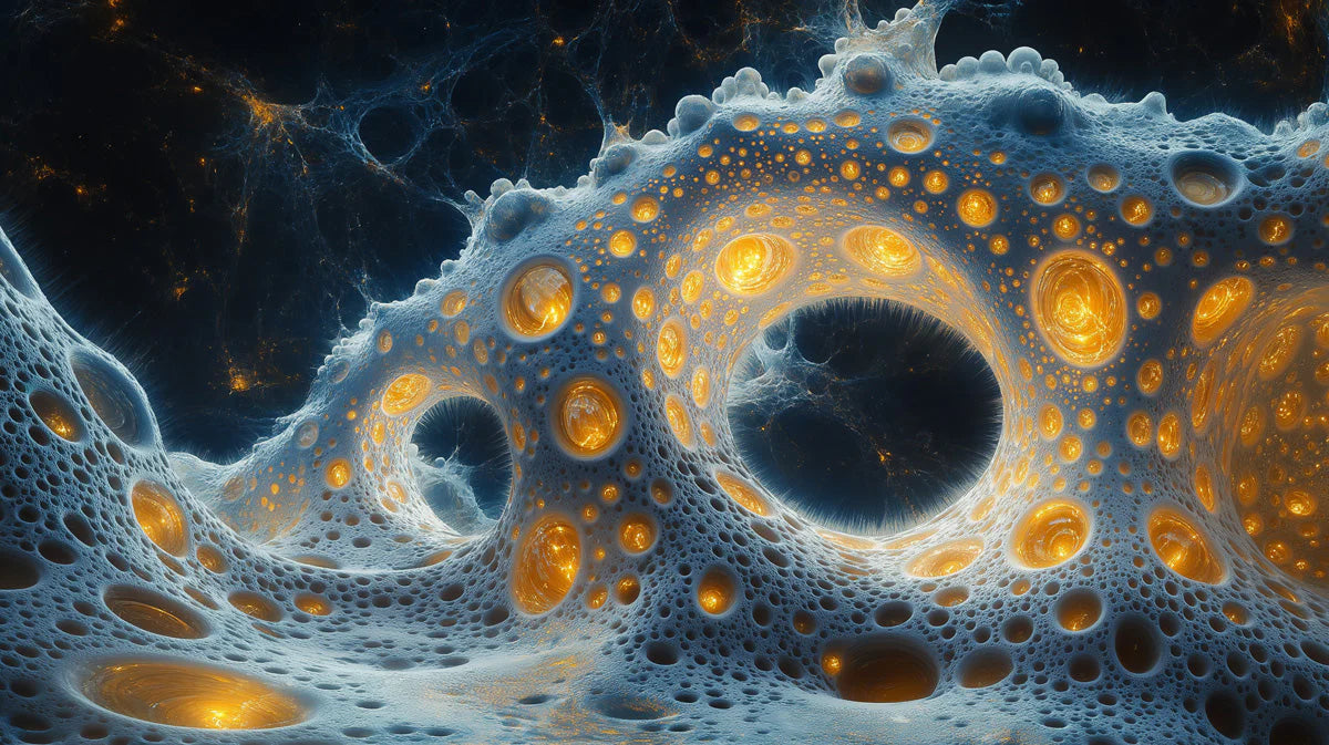 Cosmic Cellular Bioluminescent Mural Wallpaper — Abstract Science Mural Wallpaper - room preview 02
