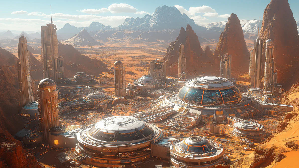 Martian Outpost Mural Wallpaper — Sci-Fi Desert Landscape Mural Wallpaper - room preview 02