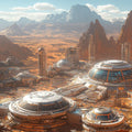 Martian Outpost Mural Wallpaper — Sci-Fi Desert Landscape Mural Wallpaper - room preview 02