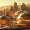 Martian Outpost Mural Wallpaper — Sci-Fi Desert Landscape Mural Wallpaper - room preview 02