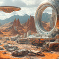 Martian Industrial Colony Mural Wallpaper — Sci-Fi Landscape Mural Wallpaper - room preview 02