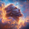 Celestial Portrait Mural Wallpaper — Vibrant Cosmic Art Mural Wallpaper - room preview 02