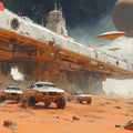 Sci-Fi Desert Rover Mural Wallpaper — Cinematic Space Exploration Mural Wallpaper - room preview 02