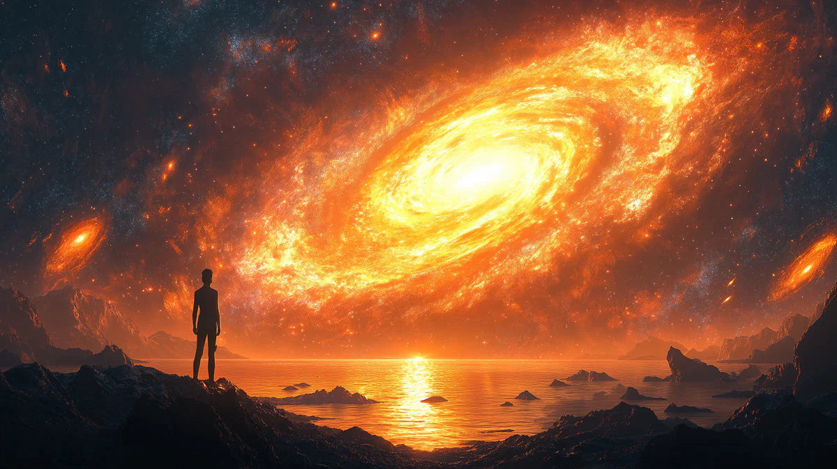 Cosmic Solitude Galaxy Mural Wallpaper — High Contrast Space Scene Mural Wallpaper - room preview 02