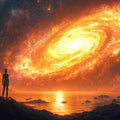 Cosmic Solitude Galaxy Mural Wallpaper — High Contrast Space Scene Mural Wallpaper - room preview 02