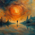 Celestial Horizon Mural Wallpaper — Cosmic Landscape Design Mural Wallpaper - room preview 02