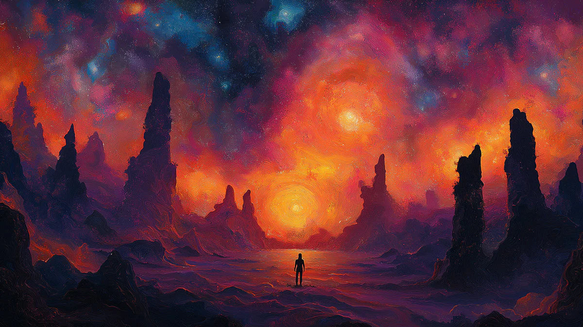 Cosmic Horizon Mural Wallpaper — Vibrant Nebula Art Mural Wallpaper - room preview 02