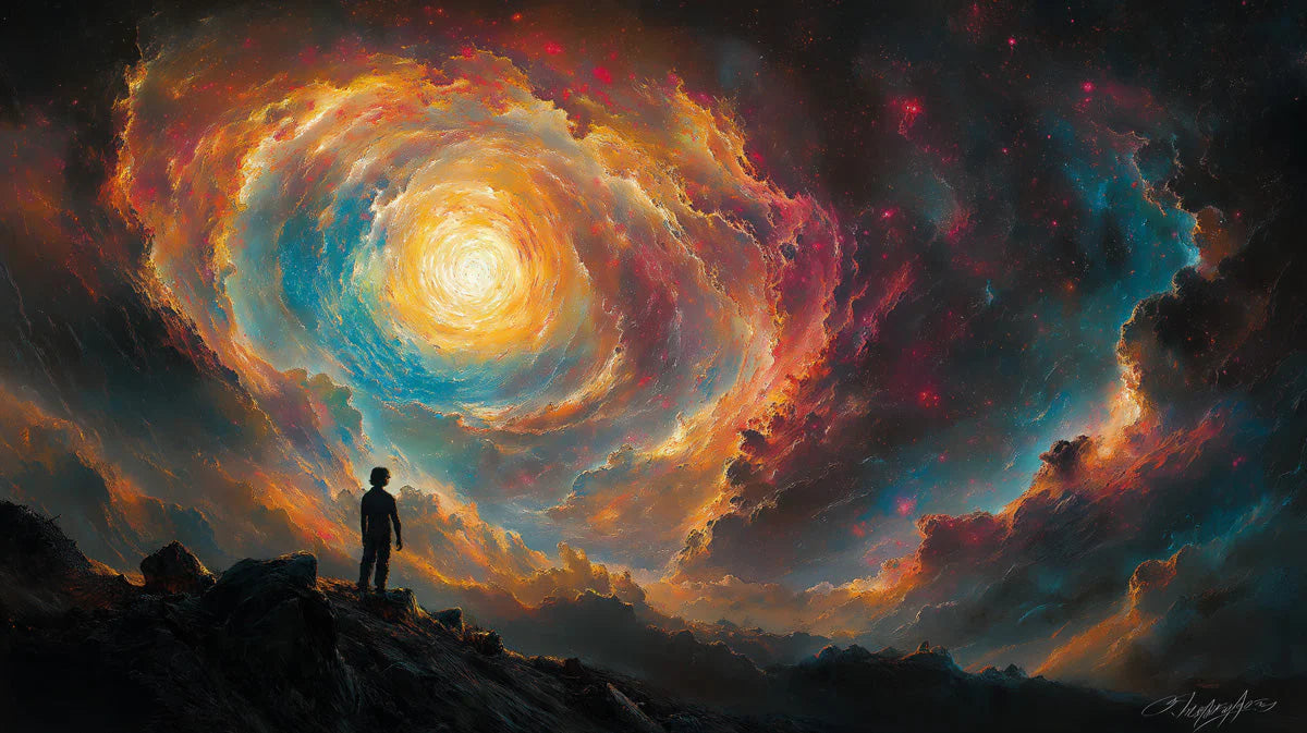 Cosmic Spiral Nebula Mural Wallpaper — Cinematic Space Scene Mural Wallpaper - room preview 02