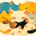 Cuddling Cats Illustration Mural Wallpaper — Whimsical Decor Mural Wallpaper - room preview 02