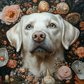 Labrador Retriever Botanical Mural Wallpaper — Midnight Floral Study Mural Wallpaper - room preview 02