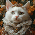 Royal White Cat Mural Wallpaper — Whimsical Floral Fantasy Mural Wallpaper - room preview 02