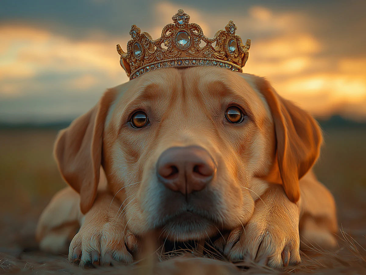 Regal Labrador Crown Mural Wallpaper — Golden Sunset Design Mural Wallpaper - room preview 02