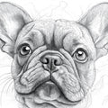 French Bulldog Sketch Mural Wallpaper — Artistic Monochrome Design Mural Wallpaper - room preview 02