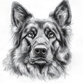 German Shepherd Portrait Mural Wallpaper — Minimalist Sketch Style Mural Wallpaper - room preview 02