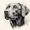 Labrador Retriever Portrait Mural Wallpaper —Monochrome Sketch Mural Wallpaper - room preview 02