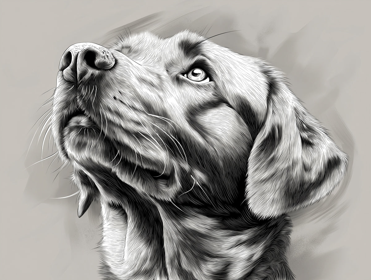 Labrador Retriever Portrait Mural Wallpaper — Graphite Sketch Style Mural Wallpaper - room preview 02