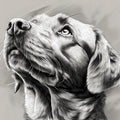 Labrador Retriever Portrait Mural Wallpaper — Graphite Sketch Style Mural Wallpaper - room preview 02