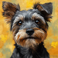 Yorkshire Terrier Portrait Mural Wallpaper — Vibrant Golden Art Mural Wallpaper - room preview 02