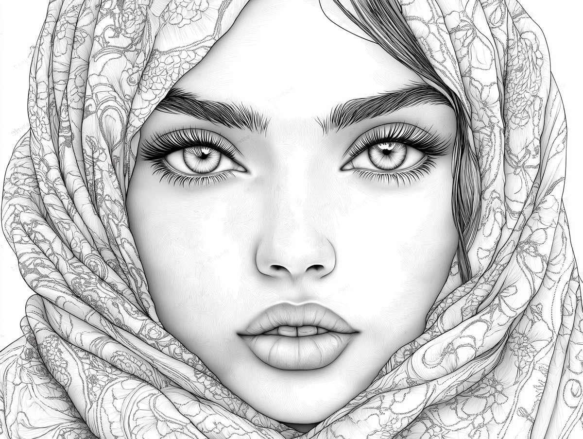Portrait of Elegance Mural Wallpaper — Line Art Graphic Style Mural Wallpaper - room preview 02