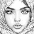 Portrait of Elegance Mural Wallpaper — Line Art Graphic Style Mural Wallpaper - room preview 02
