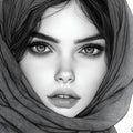 Veiled Portrait Mural Wallpaper — A Striking Monochrome Statement Mural Wallpaper - room preview 02