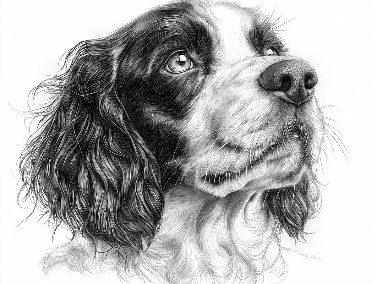 Cocker Spaniel Portrait Mural Wallpaper — Artistic Monochrome Mural Wallpaper - room preview 02