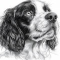 Cocker Spaniel Portrait Mural Wallpaper — Artistic Monochrome Mural Wallpaper - room preview 02