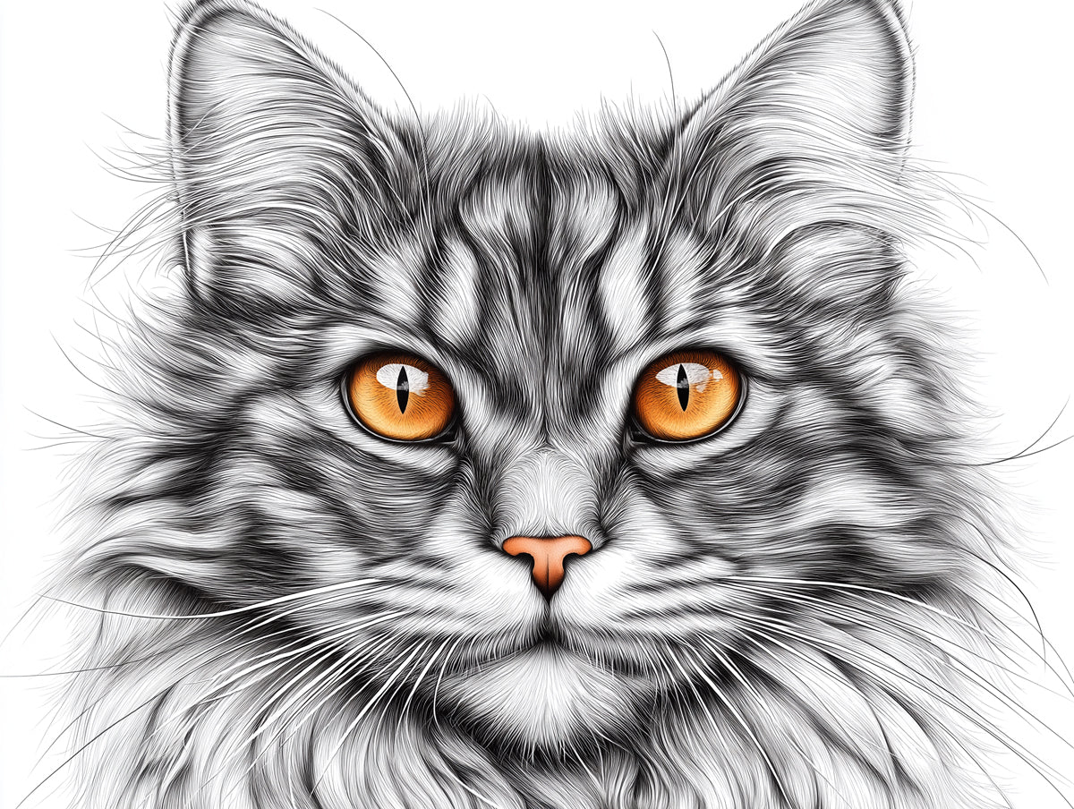 Tabby Cat Portrait Mural Wallpaper — Artistic Monochrome and Amber Mural Wallpaper - room preview 02