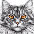 Tabby Cat Portrait Mural Wallpaper — Artistic Monochrome and Amber Mural Wallpaper - room preview 02