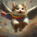 Flying Kitten with Wings Mural Wallpaper —Whimsical Fantasy Art Mural Wallpaper - room preview 02