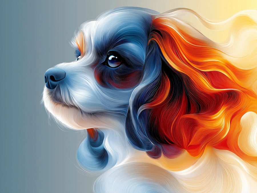 Maximalist Wallpaper Mural – Bold Colorful Wall Mural – Fluid Fur Portrait — Vibrant Dog Art printable artwork