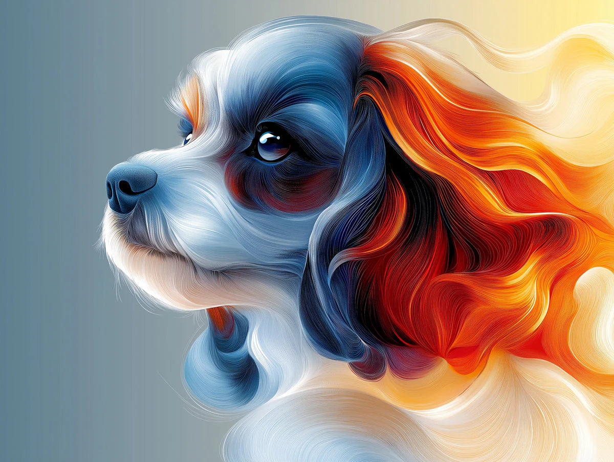 Fluid Fur Portrait Mural Wallpaper — Vibrant Dog Art Mural Wallpaper - room preview 02