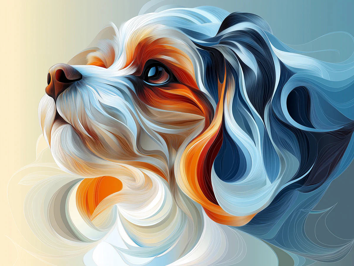Abstract Dog Portrait Mural Wallpaper — Colorful Fluid Art Mural Wallpaper - room preview 02