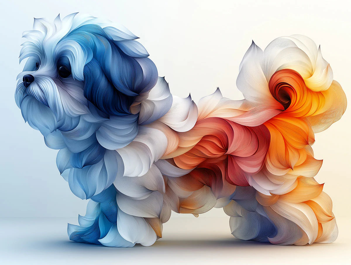Abstract Dog Mural Wallpaper — Whimsical Painted Pet Motif Mural Wallpaper - room preview 02
