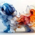 Abstract Dog Mural Wallpaper — Whimsical Painted Pet Motif Mural Wallpaper - room preview 02