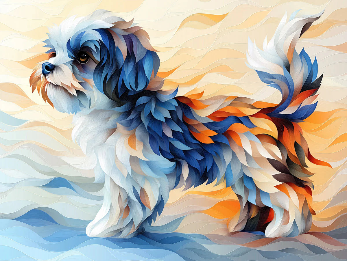 Abstract Dog Portrait Mural Wallpaper — Vibrant Pet Art Mural Wallpaper - room preview 02