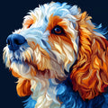 Vibrant Dog Portrait Mural Wallpaper — Artistic Pet Illustration Mural Wallpaper - room preview 02