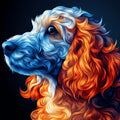 Vibrant Spaniel Portrait Mural Wallpaper — Artistic Dog Design Mural Wallpaper - room preview 02