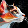 Abstract Feline Profile Mural Wallpaper — Vibrant Cosmic Swirl Mural Wallpaper - room preview 02