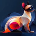 Abstract Siamese Cat Mural Wallpaper — Modern Geometric Art Mural Wallpaper - room preview 02
