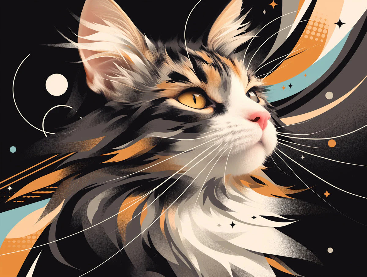 Celestial Feline Mural Wallpaper — Whimsical Cosmic Art Mural Wallpaper - room preview 02