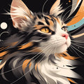 Celestial Feline Mural Wallpaper — Whimsical Cosmic Art Mural Wallpaper - room preview 02