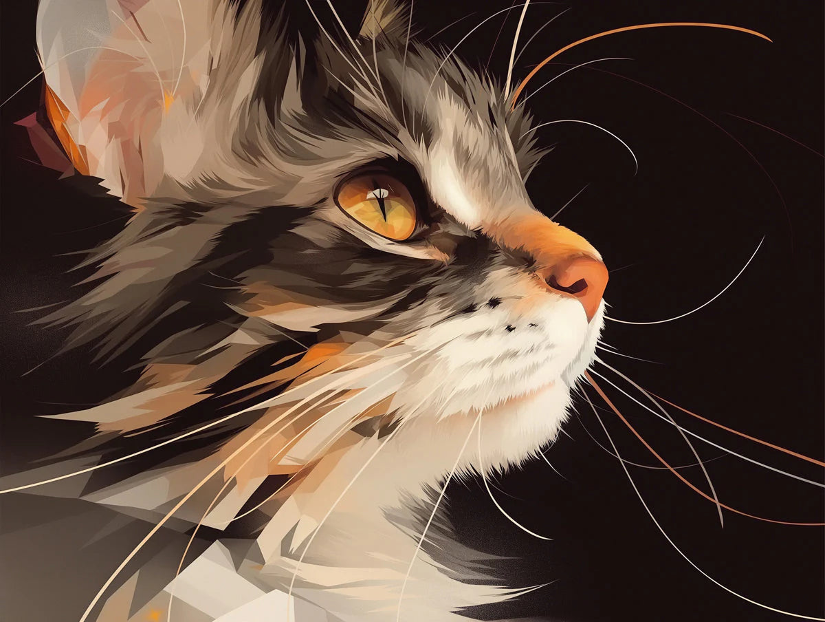 Close-Up Feline Portrait Mural Wallpaper — Bold Artistic Design Mural Wallpaper - room preview 02