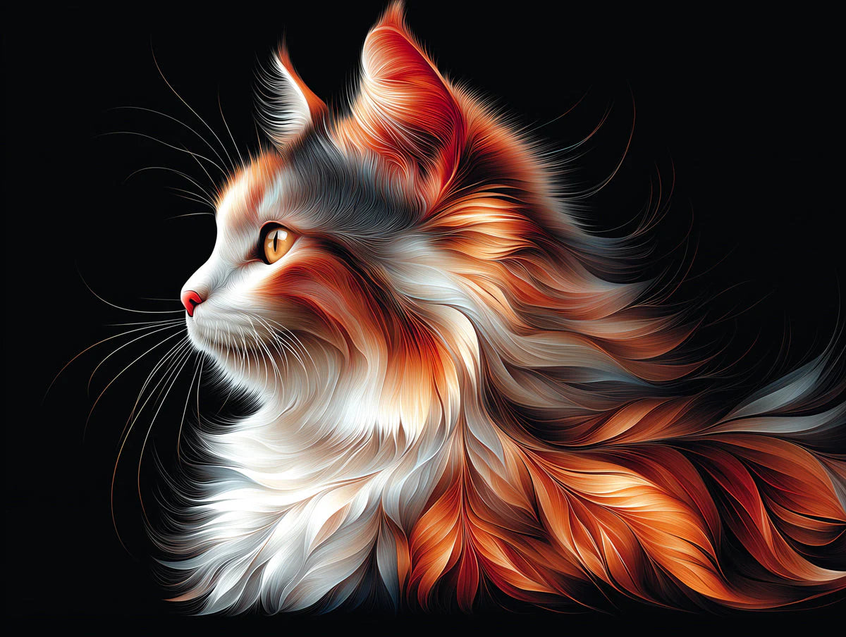 Flowing Calico Cat Mural Wallpaper — Vibrant Artistic Portrait Mural Wallpaper - room preview 02