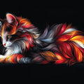 Vibrant Swirling Cat Mural Wallpaper — Artistic Cosmic Design Mural Wallpaper - room preview 02