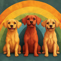 Three Puppies Rainbow Mural Wallpaper — Playful Childhood Design Mural Wallpaper - room preview 02