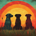 Sunset Dog Silhouette Mural Wallpaper — Retro Nostalgic Aesthetic Mural Wallpaper - room preview 02